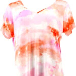 NWOT G by Giuliana Pink Tie Dye Jersey Ecoluxe Knit 2 Pc. Short Sleeve T's sz XL